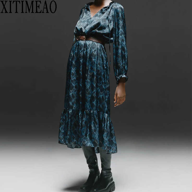 XITIMEAO Autumn Long Sleeve Women Boho Dress Floral Print Chiffon es Ruffles Female Holiday Casual With Belt 210604, As picture
XITIMEAO Autumn Long Sleeve Women Boho Dress Floral Print Chiffon es Ruffles Female Holiday Casual With Belt 210604, As picture