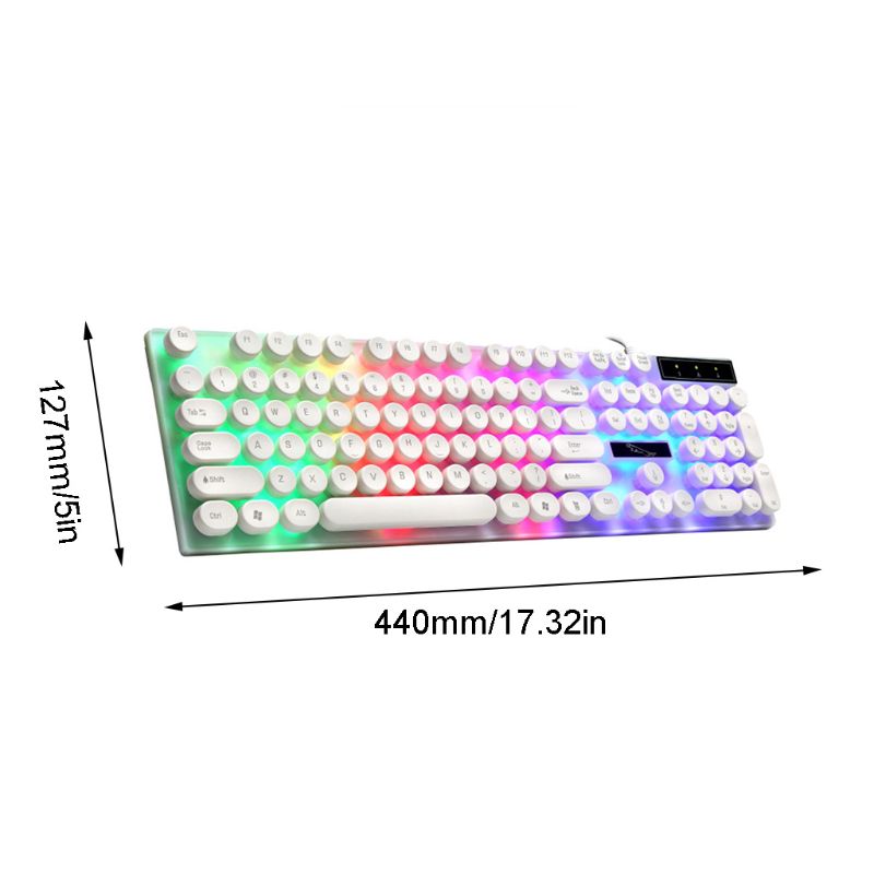 Glowing Keyboard with Round Keycaps for PC/Laptop Gaming Backlit Keyboard for Computer Gamers