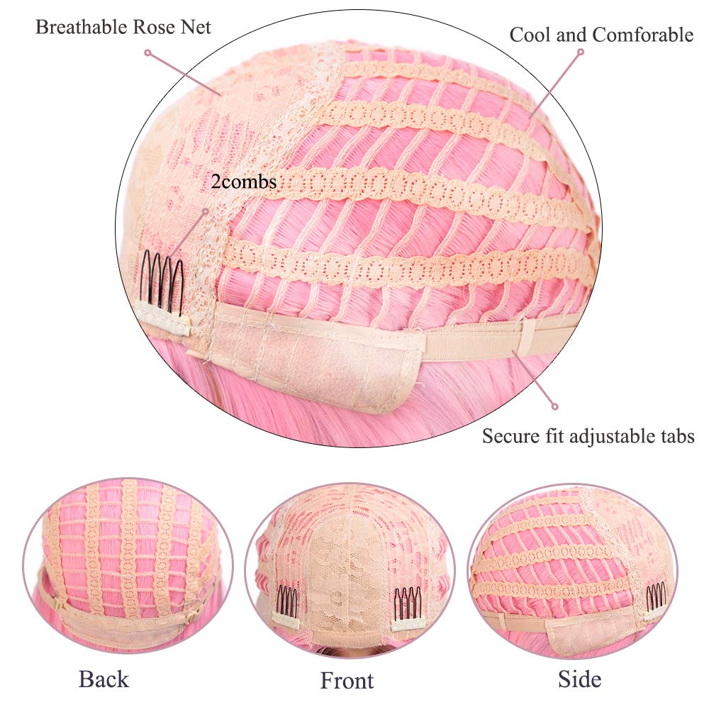 Woemns Short Hair Synthetic Straight Bob Middle Part Wig Middle Part Shoulder Length Fashion Wigs for Women Cosplay