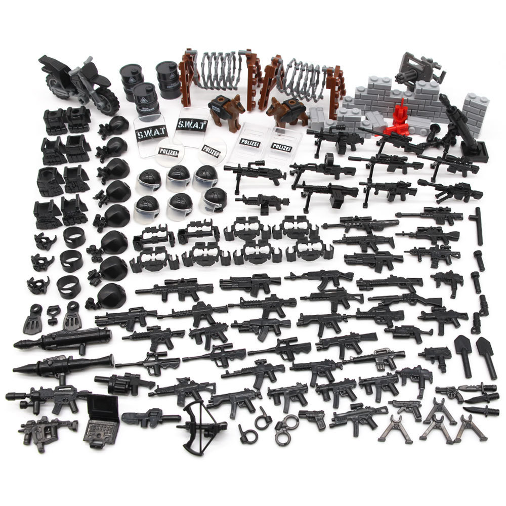 160Pcs Military SWAT Weapon Set Army Police Box Mask Moto Shield Hat Building Blocks MOC Figure Accessories Model Bricks DIY Toy 1008
160Pcs Military SWAT Weapon Set Army Police Box Mask Moto Shield Hat Building Blocks MOC Figure Accessories Model Bricks DIY Toy 1008