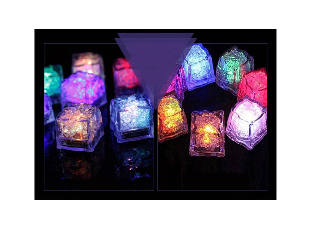 2021 Multicolor Flash Rose Ice Cube Water-Actived Flash Led Light Put Into Water Drink Flash Automatically for Party Wedding Bars Christmas