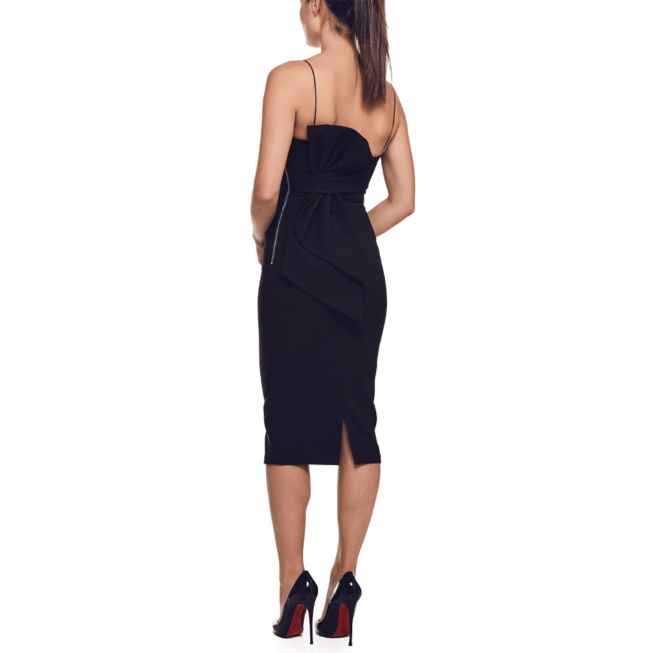 Summer Nude Bandage Dress Women Sexy Spaghetti Strap Bow Bodycon Club Midi Celebrity Evening Party Vestidos 210423