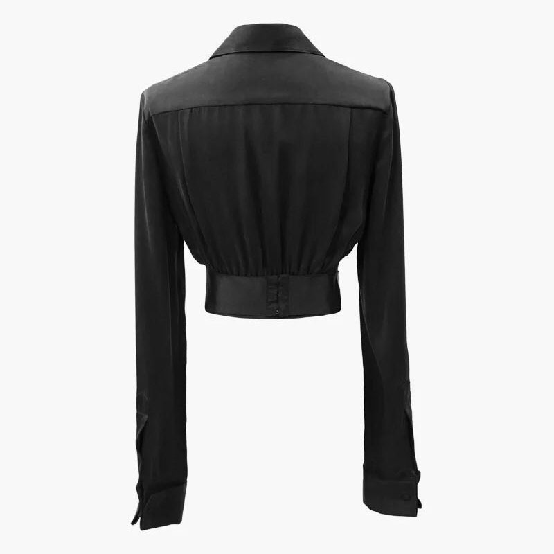 Minimalist Short Black Shirt For Women Lapel Long Sleeve Casual Blouse Female Fashion Clothing Spring 210524