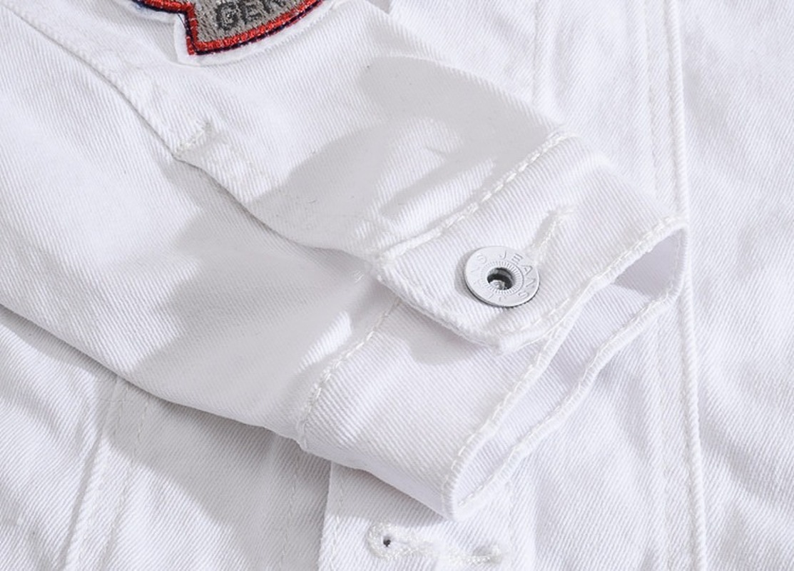 Spring Autumn Fashion Men's patches design slim fit denim jacket White army green patchwork coat Outerwear for man Big