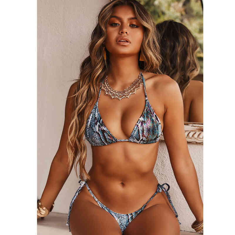 Sexy Bikinis Women Micro Bikini Set Push Up Swimwear Print Swimsuit Deep V Bathing Suits Beach Wear Swimming Suit 210521
