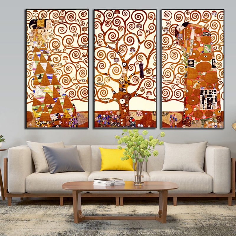 3 Panels /Set Canvas Painting Gustav Klimt Tree Of Life Wall Pictures For Living Room Wall Art Print Posters Unframed