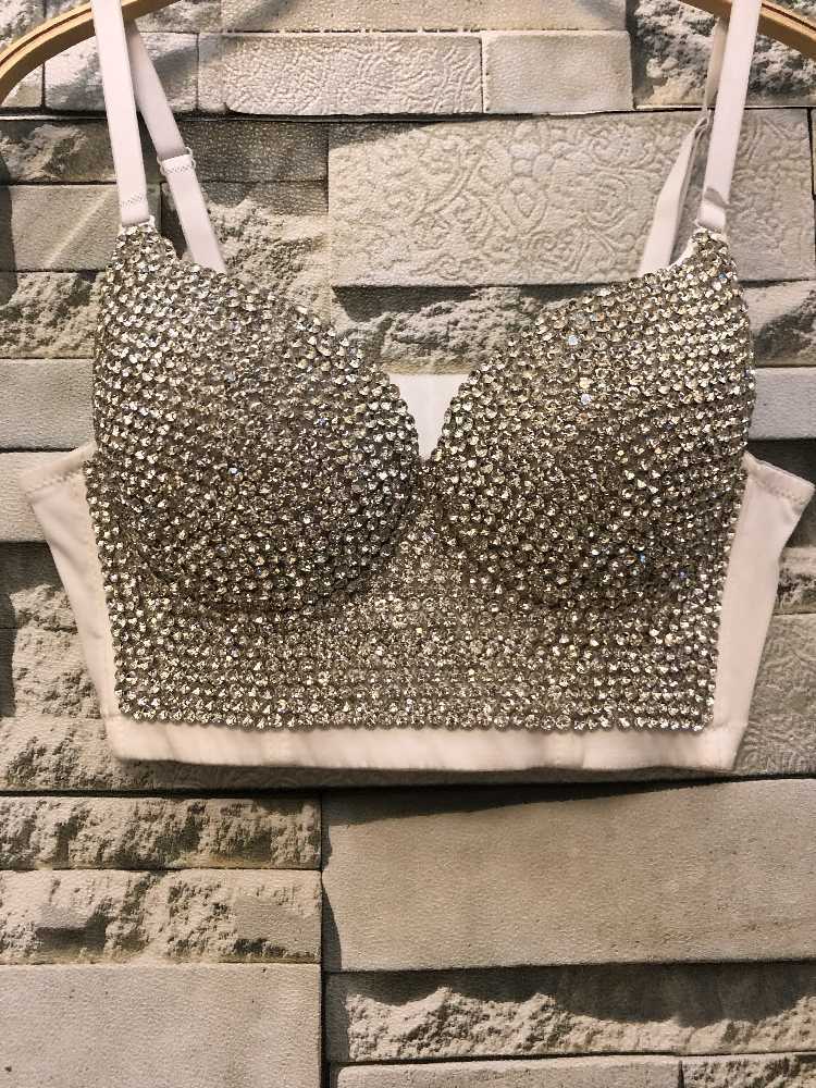 Gaga Bustier Pearls Push Up Night Club Bralette Womens Bra Cropped Top Corset Tube Crop Tops Brasier Sin Tirantes C662 210527