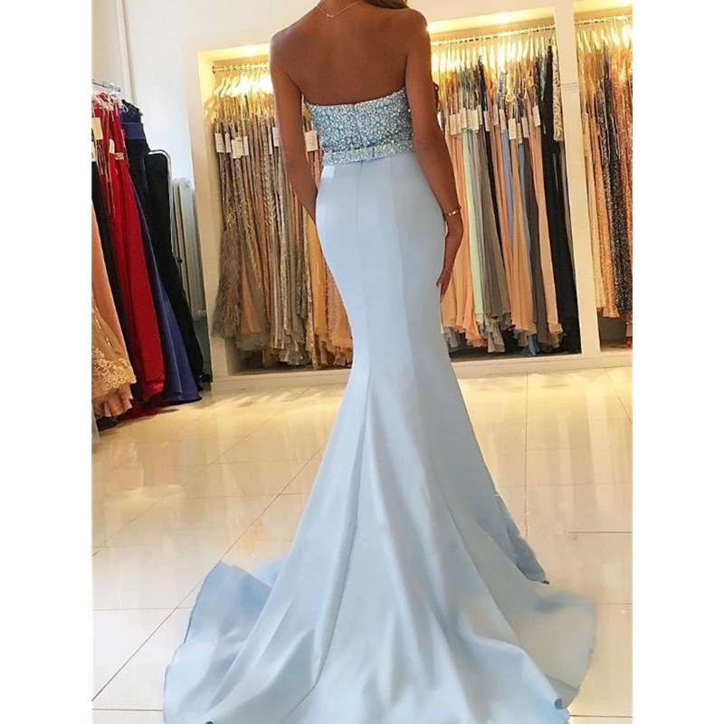 Fashion Wholesale-Stylish New Lady Women's High Waist Long Strapless Sexy Prom Gown Dress
