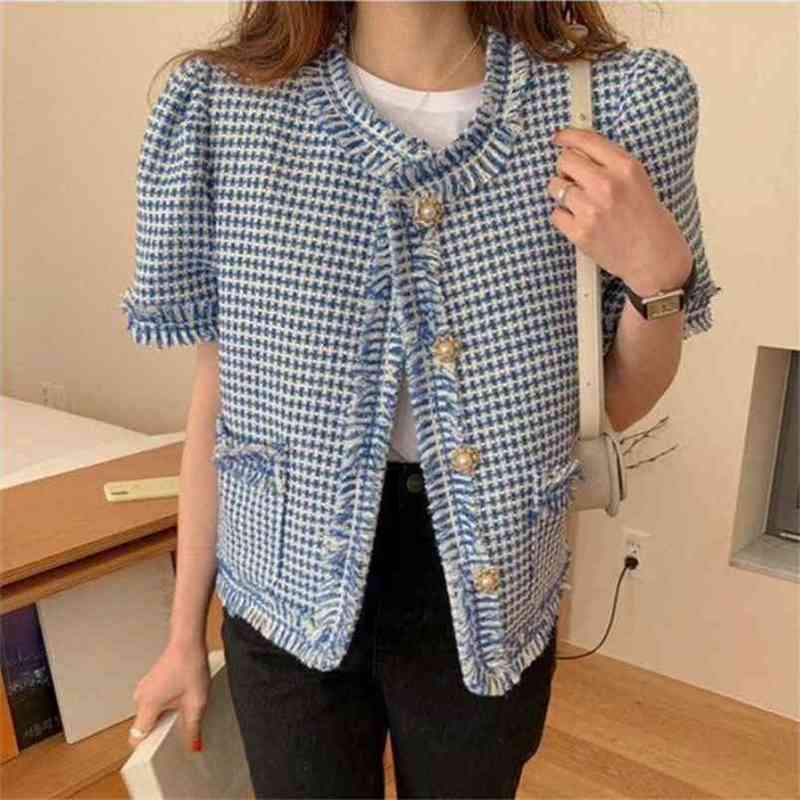 Women Jackets Summer Korean Chic Ladies Vintage Round Neck Raw Edge Design Single-Breasted Loose Tweed Jacket 210603, Picture color
Women Jackets Summer Korean Chic Ladies Vintage Round Neck Raw Edge Design Single-Breasted Loose Tweed Jacket 210603, Picture color