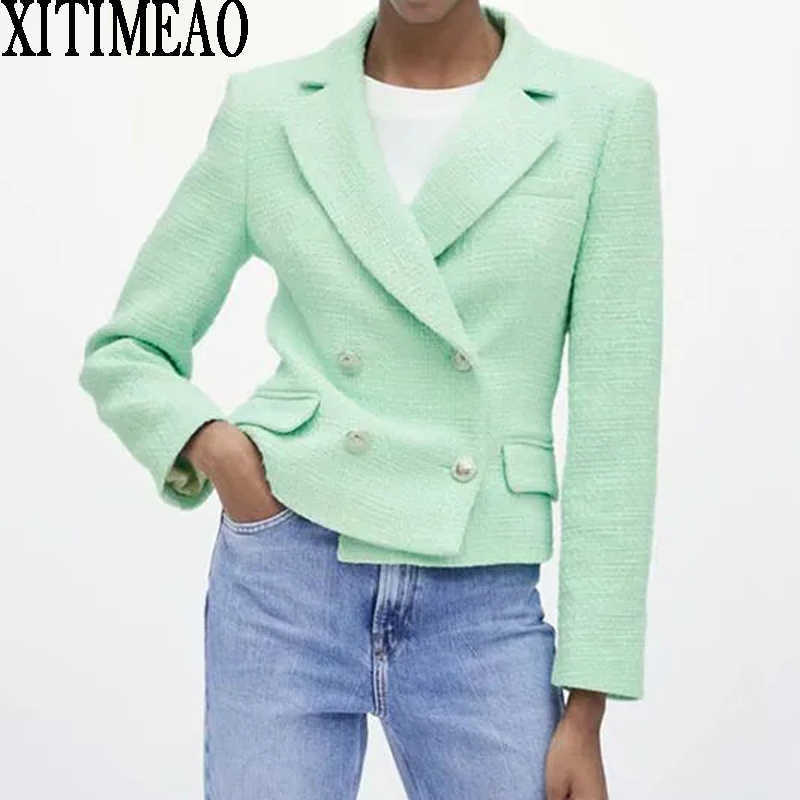 ZA Women Fashion Tweed High Waist Short Suit Coat Vintage Female Outerwear Casual Shorts 2-piece Set XITIMEAO 210604
ZA Women Fashion Tweed High Waist Short Suit Coat Vintage Female Outerwear Casual Shorts 2-piece Set XITIMEAO 210604