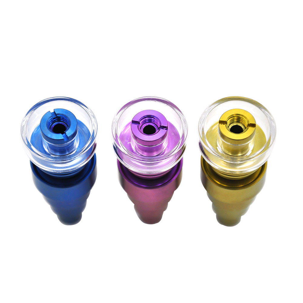 Domeless Ceramic Nails Metal Joint Titanium Nail Dab Wax Nail With Quartz Bowl Adjustable for Glass Smoking Accessories