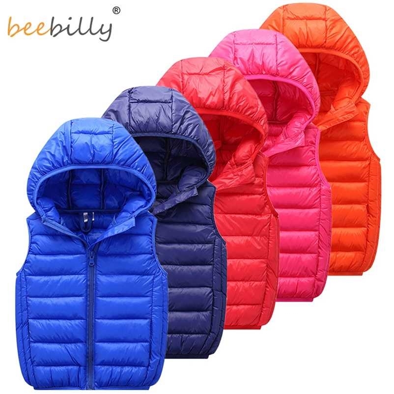 Kids Vest Children's Girls Hooded Jacket Winter Autumn Waistcoats for Boy Baby Outerwear Coats Big Teens girl clothes 211203