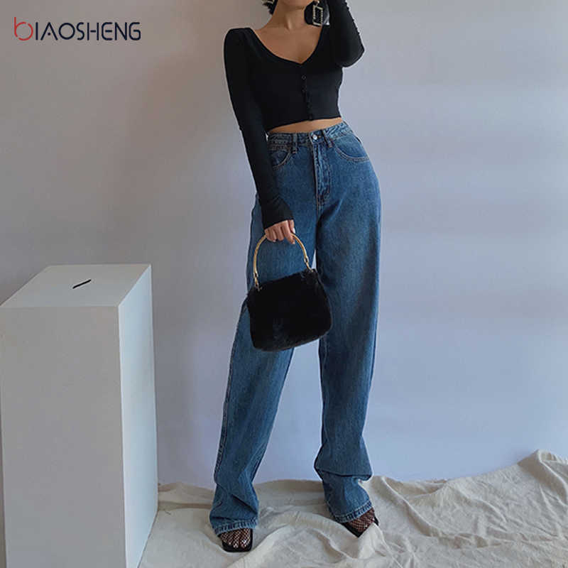 Women's Pants Jeans Woman High Waist Wide Baggy Mom Jeans Oversize Female Pants Streetwear Women Trouser Straight Leg Jeans 210616