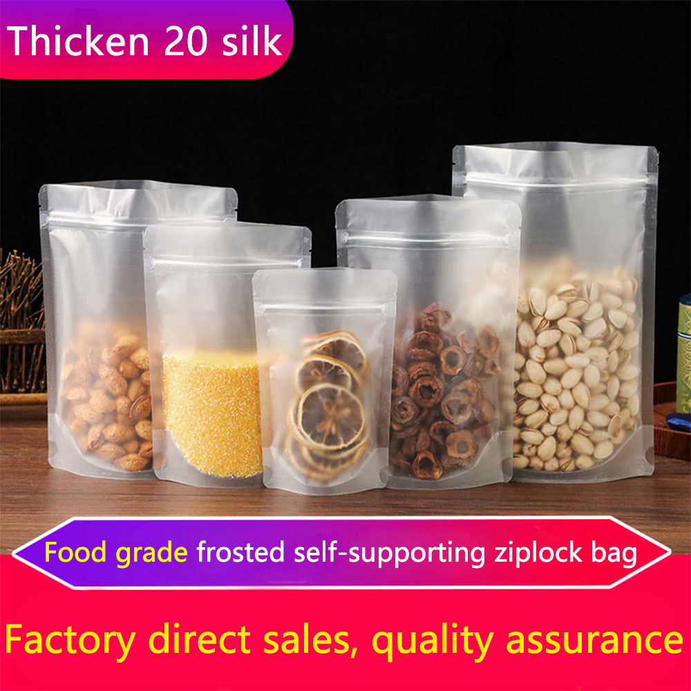 Self-supporting self-sealing frosted zipper bag dried fruit, tea, whole grains snack food packaging bags
Self-supporting self-sealing frosted zipper bag dried fruit, tea, whole grains snack food packaging bags