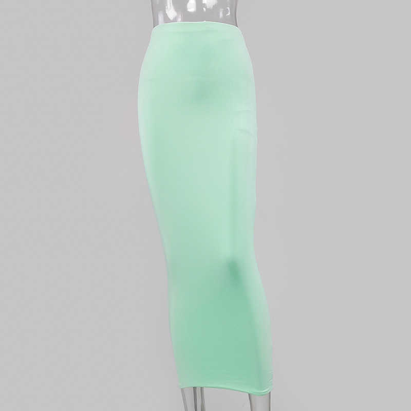 Colysmo High Waist Long Skirt Summer Light Green Slim Fit Sexy Casual Pencil s Womens Elegant Faldas Mujer Moda 210527