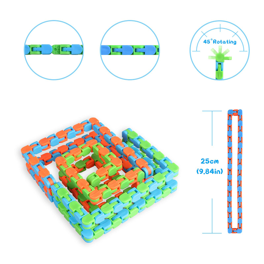 Fidget Toy Magic Cube 24 Links Wacky Tracks 3D Puzzle Tangram Bicycle Chain Anti Stress Sensory Educational Game Christmas Gift for Kid Adult Child Bo