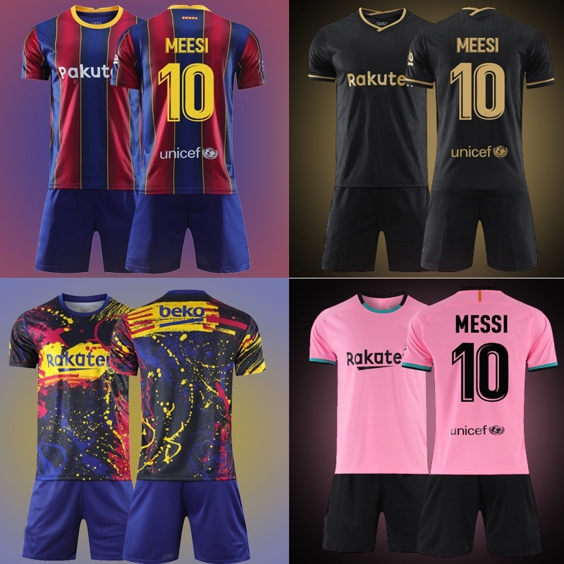 Barcelona shirt 20-21 home Champions League short sleeve football shirt No. 10 Messi's second away black gold