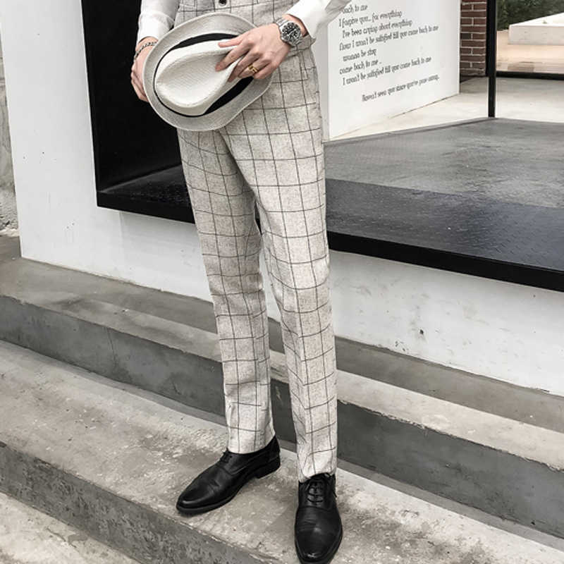 Autumn Formal Business Dress Pants Men Office Social Suit Pants Men Casual Classic Plaid Wedding Trousers Plus Size 29-38 210527
