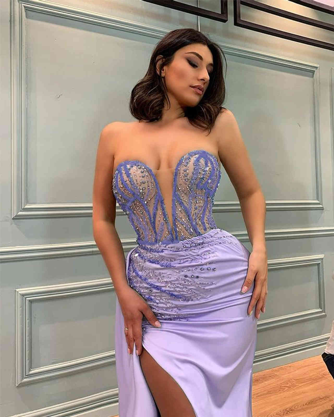 Women Dress Diamonds Patchwork Split Prom Dresses Sleeveless Plus Size Off Shoulder Summer 210513