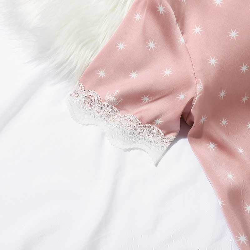Lisacmvpnel Srping Crown Print Women Pyjamas Lace Sweet Short Sleeve Suit Pajamas Summer Satin Chiffon Soft Touch Sleepwear 210924