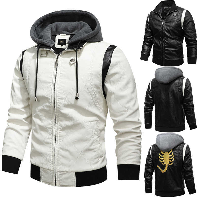 Baseball Pilot Leather Jacket Men Faux PU Hooded Motorcycle Biker Mens Jackets Winter embroidery Bomber Jacket Men Coats 210603, Kh-158white s
Baseball Pilot Leather Jacket Men Faux PU Hooded Motorcycle Biker Mens Jackets Winter embroidery Bomber Jacket Men Coats 210603, Kh-158white s