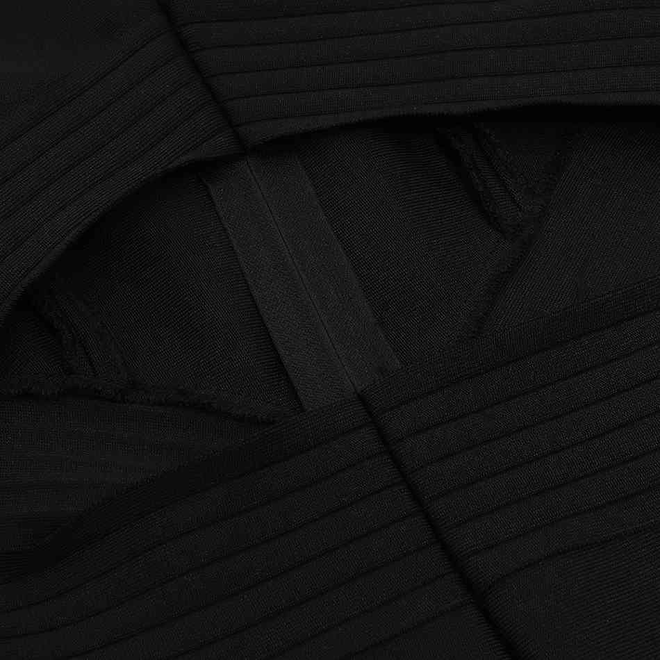 Free Summer Women Black Bandage Jumpsuit Stand Collar Sleeveless Hollow Elegant Bodycon Club Party Flare 210524