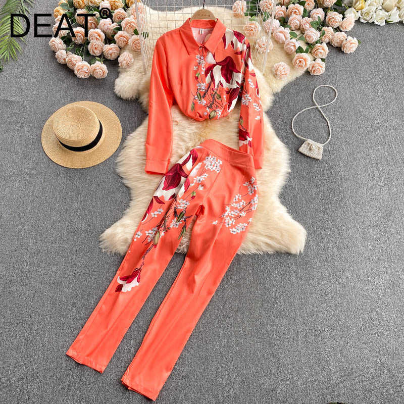 DEAT Women Lapel Printing Shirt Long Pants Arrivals Two Piece Set Fashion Temperament Spring Autumn 11D2006 210709, Orange
DEAT Women Lapel Printing Shirt Long Pants Arrivals Two Piece Set Fashion Temperament Spring Autumn 11D2006 210709, Orange