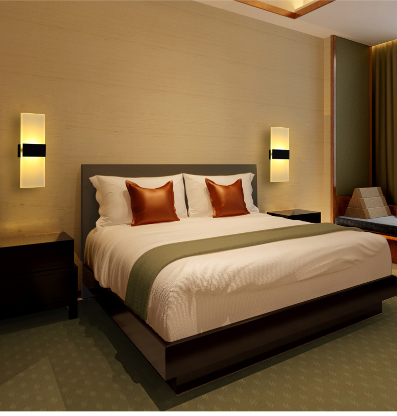 Iron Acrylic White Black Wall Lamp Modern 12W 85-265v Sconce Bedroom Bathroom Night Lamps for Living Room