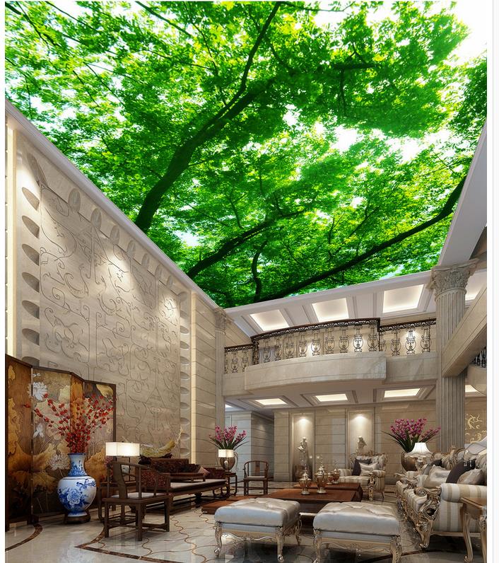 Blue sky three-dimensional ceiling mural 3d customized wallpaper ceilings