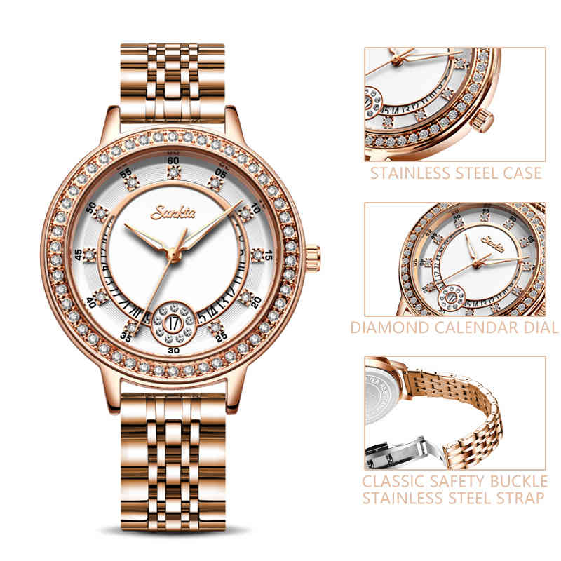 SUNKTA Woman Watches Rose Gold Top Brand Luxury Watch Women Quartz Waterproof Women Wristwatch Ladies Watches Clock Montre Femme 210517, Rose gold white
SUNKTA Woman Watches Rose Gold Top Brand Luxury Watch Women Quartz Waterproof Women Wristwatch Ladies Watches Clock Montre Femme 210517, Rose gold white