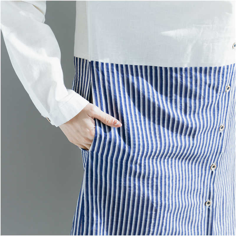 Big Sale Spring and Summer Korea Women Shirts Cotton Linen Casual Long Shirt Dress Patchwork Turn-down Collar 210615