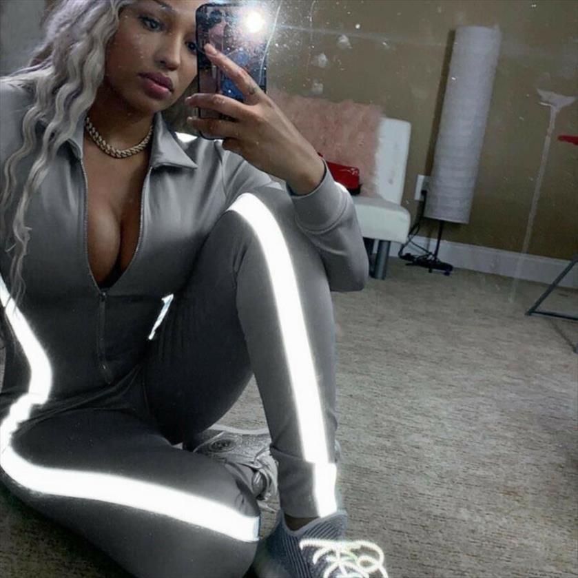 one piece reflective playsuit womens romper long sleeve club trousers v neck hooded tracksuit running jogger sport pants, Black;white
one piece reflective playsuit womens romper long sleeve club trousers v neck hooded tracksuit running jogger sport pants, Black;white