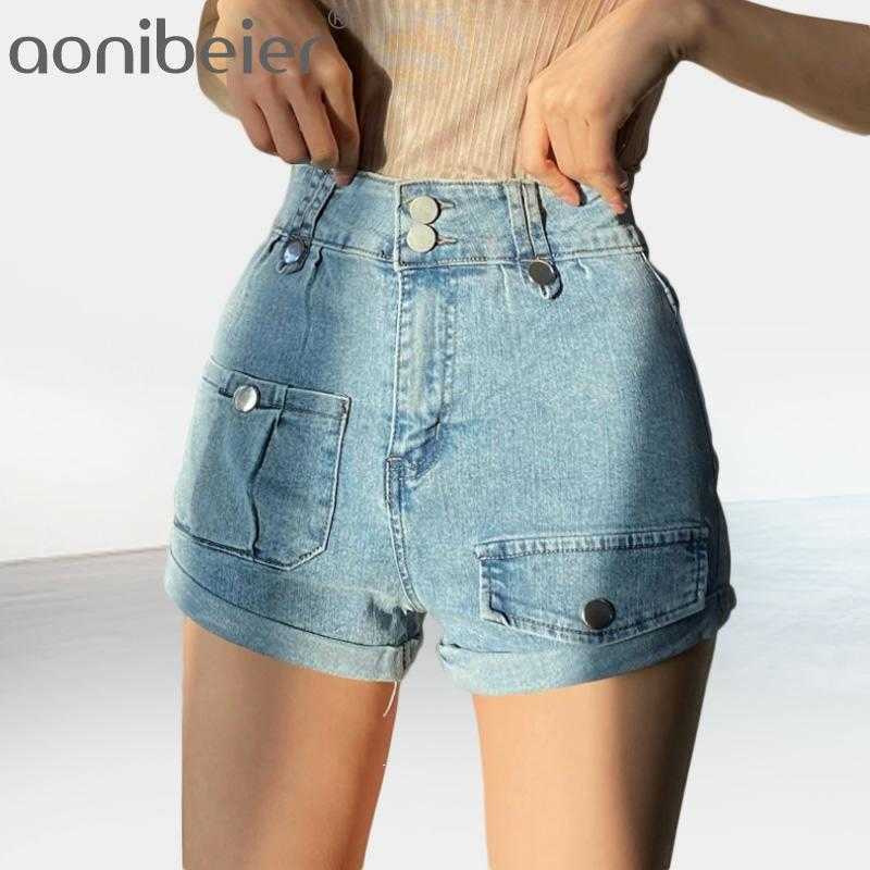 Summer Women Sexy Shorts High Waist Button Pocket Solid Denim Femme Street Blue Skinny Plus Size Short 210604
Summer Women Sexy Shorts High Waist Button Pocket Solid Denim Femme Street Blue Skinny Plus Size Short 210604