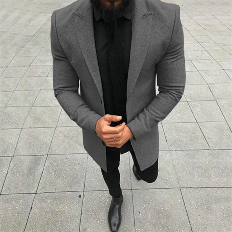 Business Gentleman Formal Men Coats Tweed Windbreaker Custom Made Medium Length Coat for Work Wear