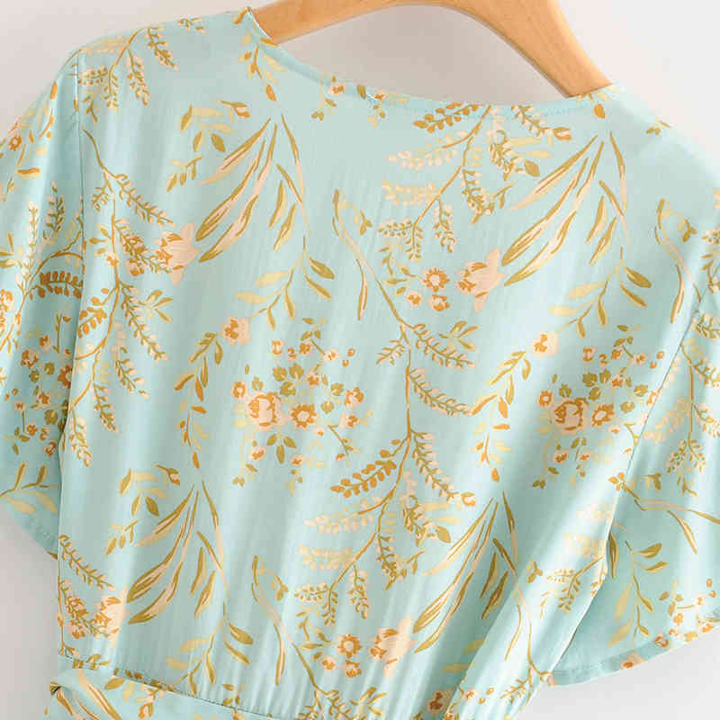 beauty Fashion Boho Deep V-neck Wrap Dress Women Holiday Summer Print Beach Mini Dresses Mujer Vestido De Moda 210514