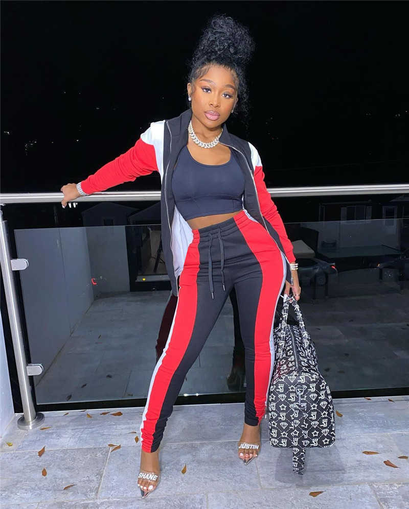 fall winter clothing women tracksuits jogger suit long sleeve outfits jacketpants panelled two piece set plus size s2xl sports suits