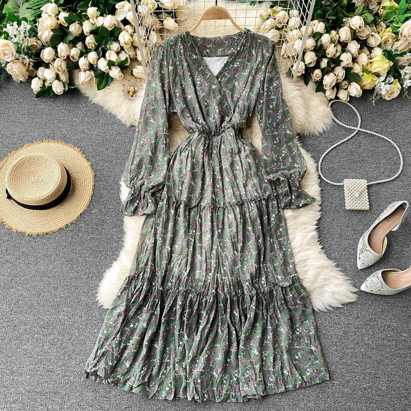 Spring Autumn Green/Blue/Beige/Black Flower Printed Draped Midi Dress Women Elegant V-Neck Flare Long Sleeve Casual Vestidos New Y0603
Spring Autumn Green/Blue/Beige/Black Flower Printed Draped Midi Dress Women Elegant V-Neck Flare Long Sleeve Casual Vestidos New Y0603