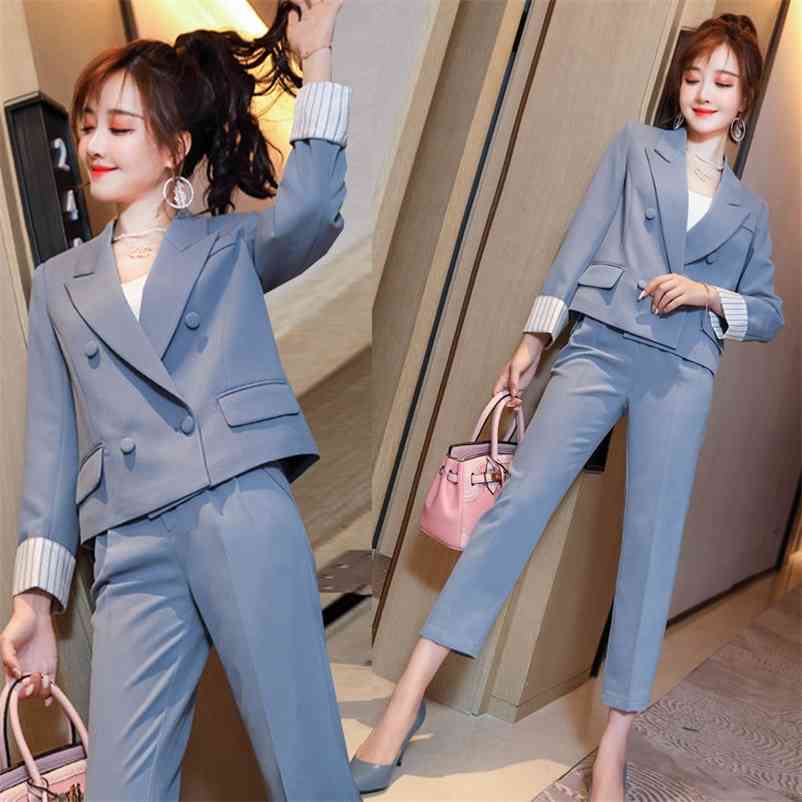 Women Spring Autumn Pant Suit Office Lady Blazer Jacket Coat+Pant 2 Piece Set Female Elegant Casual Suits Outfits 210519, Navy blue
Women Spring Autumn Pant Suit Office Lady Blazer Jacket Coat+Pant 2 Piece Set Female Elegant Casual Suits Outfits 210519, Navy blue