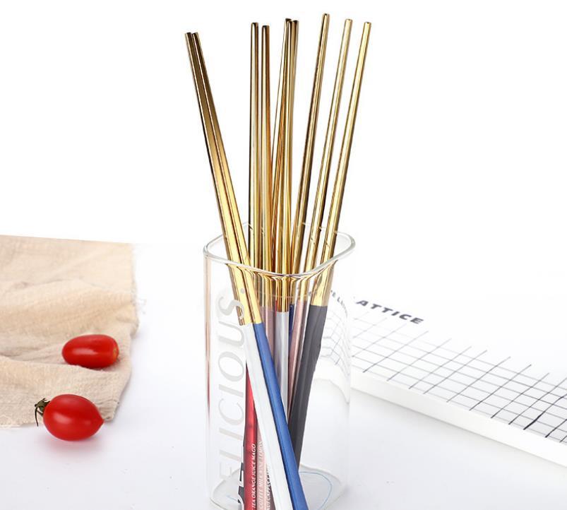 304 Stainless Steel Chopsticks Gold Black Silver Square Chopsticks Bar Restaurant Kitchen Supplies Christmas Party Wholesale