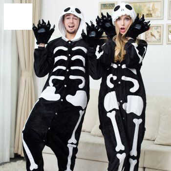 Nightmare Before Christmas Unisex Adult Anime Cosplay Costume Onesie skeleton Skull Halloween pajamas Homewear Y0913