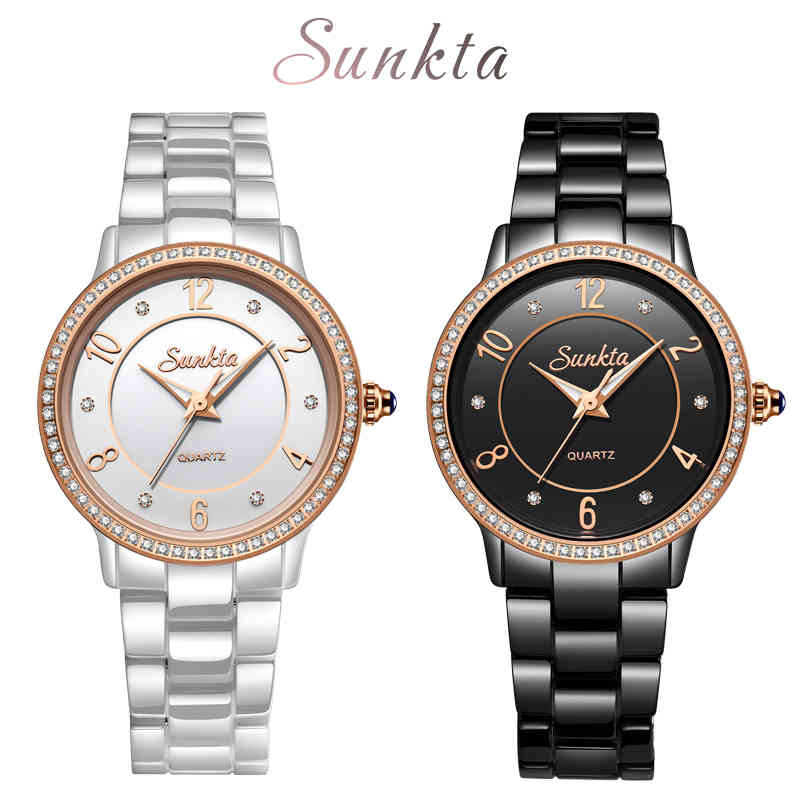 SUNKTA Crystal Diamond Rose Gold Ceramic Women Watch Waterproof Top Brand Luxury Watch Women Dress Quartz Clock Relogio Feminino 210517, Rose gold black
SUNKTA Crystal Diamond Rose Gold Ceramic Women Watch Waterproof Top Brand Luxury Watch Women Dress Quartz Clock Relogio Feminino 210517, Rose gold black
