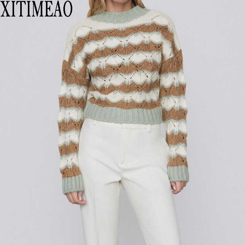 ZA Autumn Winter Women O Neck Sweaters Pullovers Warm Minimalist Color Matching Knit Shirt Lady Chic Tops 210602, As picture
ZA Autumn Winter Women O Neck Sweaters Pullovers Warm Minimalist Color Matching Knit Shirt Lady Chic Tops 210602, As picture