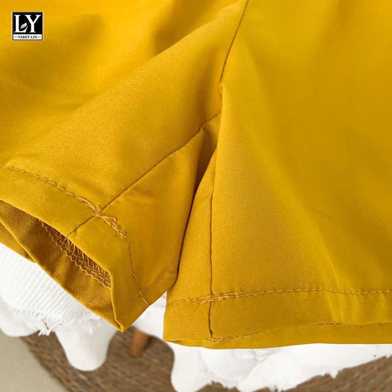 LY VAREY LIN Summer Women Fashion Solid Color High Waist Wide Leg Shorts Casual Oblique Shoulder Ruffles Jumpsuits 210526
