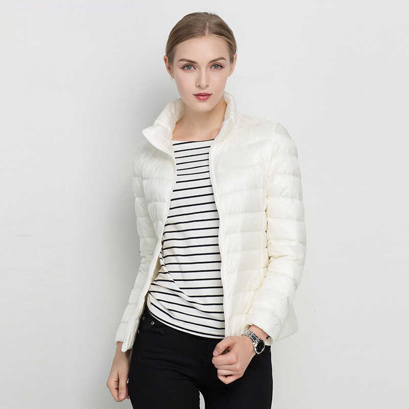 Ultra Light White Duck Down Jacket Slim Women Winter Puffer Portable Windproof 210923