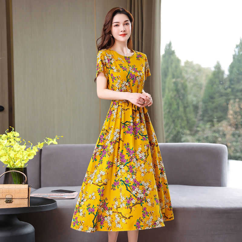 Women's Floral Print Midi Beach Dress Casual O Neck Short Sleeve Belt Loose Summer Female Plus Size Swing Bohemia Sundress 210526
Women's Floral Print Midi Beach Dress Casual O Neck Short Sleeve Belt Loose Summer Female Plus Size Swing Bohemia Sundress 210526