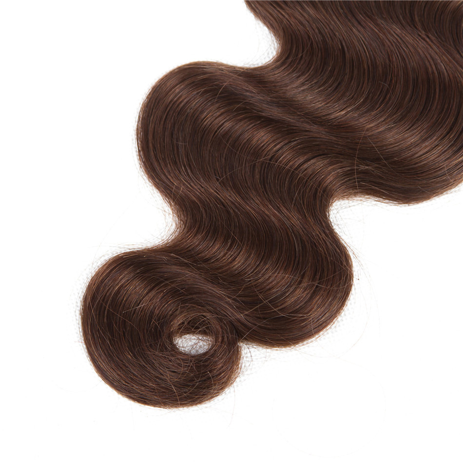 Free shipping Brazilian Body Wave Human Hair 3 Bundles with Lace Closure Dark Brown Pre-Plucked Natural Hairline