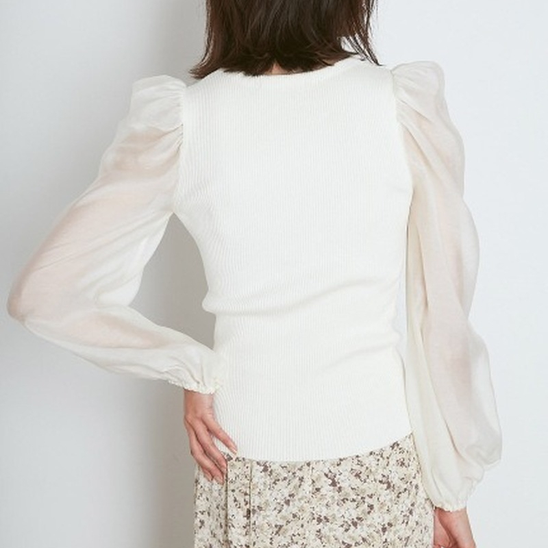 Sweet Sexy V-neck Puff Sleeve All Match Pullovers Chic Mesh Knit Patchwork Sweaters Japan Style Elegant Slim Women Tops 210524