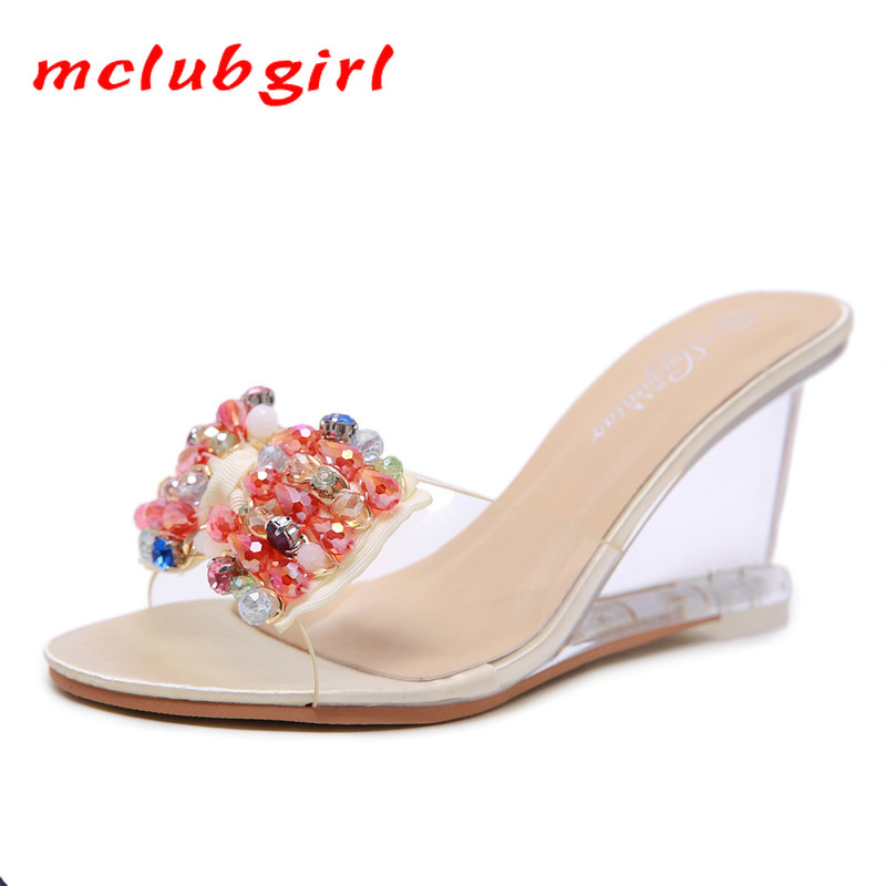 Mclubgirl 8.5CM Heel Slope-heeled Sandals Female Summer Sexy Crystal High-heeled Shoes Water Slope-heeled Slippers LFD 210507, Black
Mclubgirl 8.5CM Heel Slope-heeled Sandals Female Summer Sexy Crystal High-heeled Shoes Water Slope-heeled Slippers LFD 210507, Black