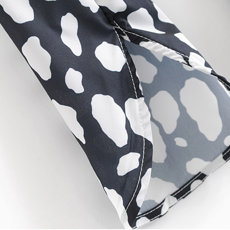 Long-sleeved V-neck belt sp ring fashion women's top women's wrap shirt Elegant cross straps slim printed versatile top 210507