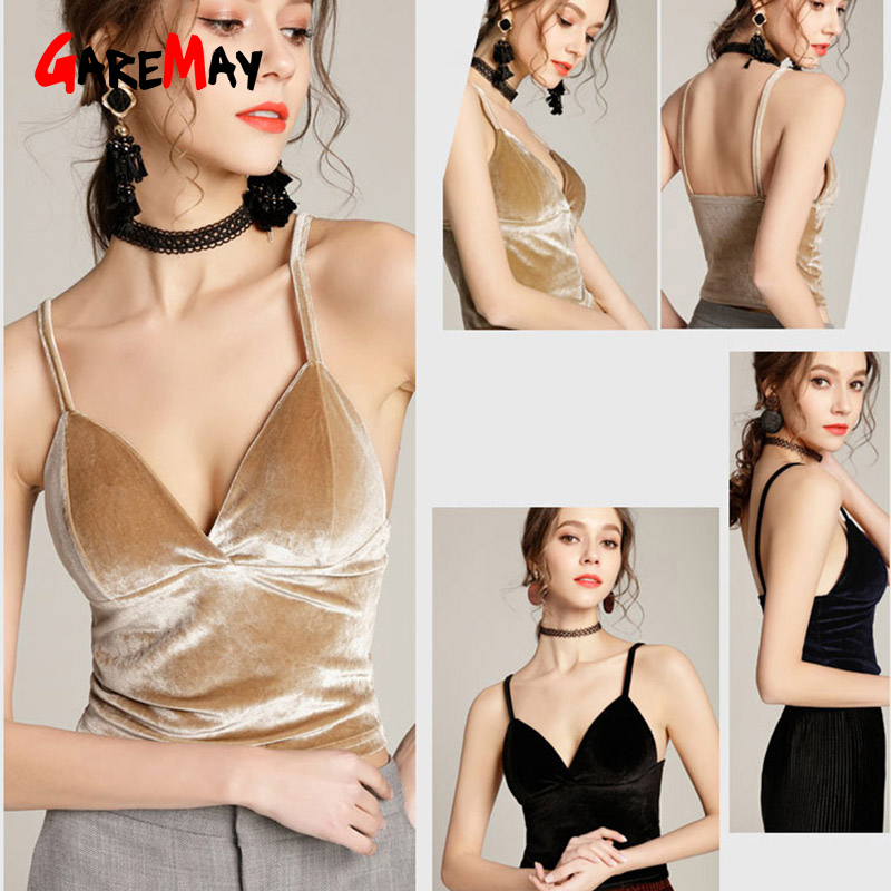 Camisole Crop Top Female V-Neck Spaghetti Strap Sexy Cropped Halter Women Camis Fashion Tank Tops Ladies Vest 210428